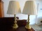 (GARAGE) LAMPS; PR. OF BRASS LAMPS WITH SHADES- 28 IN H