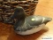 (LR) DECOY; PAINTED DUCK DECOY SIGNED LLD, HAS REPAIRED BEEK- 12 IN X 7 IN