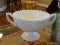 (LR) COMPOTE; WESTMORELAND GLASS MILK GLASS DIAMOND PATTERN COMPOTE- 7 IN H