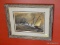 (BED1) ANTIQUE FRAMED WATERCOLOR; ANTIQUE FRAMED AND DOUBLE MATTED WATERCOLOR OF SAILBOAT IN STORM-