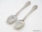 (2) STERLING RWZ EMBOSSED & MONOGRAMMED SERVING SPOONS; ROSE PATTERN. MEASURES 8-1/4