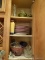 (KIT) CABINET LOT; LOT INCLUDES 12 CRATE & BARREL PLATES, SALT AND PEPPER SHAKERS FROM HOLLAND,