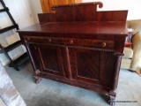 (GARAGE) EMPIRE SIDEBOARD; ANTIQUE 19TH CEN. EMPIRE SIDEBOARD- POSSIBLY PHILADELPHIA- WITH SCROLLED