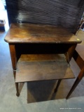 (GARAGE) WRITING DESK- VINTAGE WALNUT DROP FRONT WRITING DESK- WATER MARKS ON TOP- 24 IN X 18 IN X