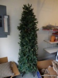 (GARAGE) ARTIFICIAL CHRISTMAS TREE; PRE-LIT 7FT PENCIL STYLE ARTIFICIAL TREE WITH STAND.