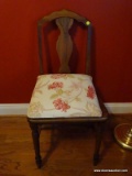 (BED1) VINTAGE CHAIR; VINTAGE WALNUT STAINED CANED BOTTOM CHAIR- CANE IN EXCELLENT CONDITION AND