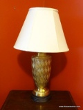(BED1) LAMP; BRASS LAMP WITH SHADE- 31 IN H