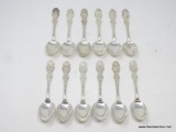 (12) STERLING EMBOSSED & MONOGRAMMED SPOONS; MARKED RWZ. MEASURES 5-3/4