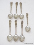 (7) STIEFF STERLING REPOUSSE SUGAR SPOONS; MEASURES APPROX. 4