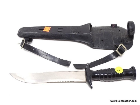 AMF VOIT SWIMASTER KNIFE; AMF VOIT SCUBA KNIFE, COMES WITH BLACK PLASTIC HANDLE AND SHEATH. SHEATH