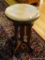 (LR) WOODEN STOOLS ON A SWIVEL; OAK STOOL ON A SWIVEL WITH 5 PILAR LEGS AND REEDED WOODEN FEET.