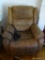 (LR) ELECTRIC RECLINING CHAIR; BROWN ELECTRIC RECLINING CHAIR WITH REMOTE CONTROLLER FOR RECLINER.