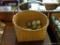 (LR) WOVEN BASKET WITH EGGS; WOVEN BASKET WITH A HANDLE AND 11 EGGS IN THE BASKET. EGGS CONSIST OF 4