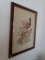 (LR) FRAMED PEACOCK NEEDLEPOINT; FAMED NEEDLE POINT OF 2 PEACOCKS ON A BEIGE CANVAS IN A MAHOGANY