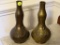 (DR) PAIR OF METAL VASES; 2 MATCHING METAL VASES WITH DRAGON DETAILED ON THE FRONT. MEASURES 8.5 IN