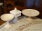 (DR) LOT OF PINK TONED MILK GLASS; 3 PIECE LOT OF PINK MILK GLASS WITH HOBNAILS TO INCLUDE A COMPOTE