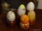 (DR) LOT OF GENUINE MARBLE EGGS; 5 PIECE LOT OF GENUINE MARBLE EGGS TO INCLUDE 2 ORANGE MARBLE EGGS