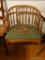 (DR) NEEDLE POINT CAPTAINS CHAIR; CAPTAINS CHAIR WITH A GREEN FLORAL NEEDLEPOINT CUSHIONED SEAT