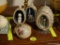 (DR) LOT OF DECORATIVE EGGS; 4 PIECE LOT OF RELIGIOUS THEMED DECORATIVE EGGS. INCLUDES 2 SMALL WHITE