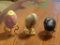 (DR) SET OF DECORATIVE MARBLE EGGS; SET OF 3 DECORATIVE MARBLE EGGS. INCLUDES PINK MARBLE, GOLD AND
