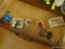 (DR) DRAWER LOT OF ASSORTED ITEMS; LOT INCLUDES A SMALL BOX WITH MINIATURE WOODEN EGGS, A CREAM