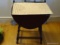 (OFC) DROPSIDE END TABLE; DARK STAINED END TABLE WITH 2 DROP SIDES. SITS ON SPINDLE LEGS WITH