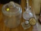 (OFC) LOT OF ASSORTED ITEMS; LOT INCLUDES A LARGE GLASS JAR WITH LID, AN ETCHED GLASS DECANTER, AND