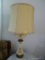 (LR) BEAUTIFUL CERAMIC TABLE LAMP; BEAUTIFUL CERAMIC TABLE LAMP WITH A BOTTOM CREAM COLORED VASE
