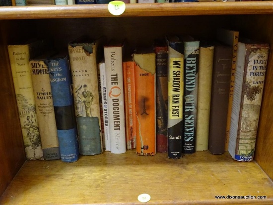 (FOYER) SHELF OF VINTAGE BOOKS; 16 PIECE LOT OF VINTAGE BOOKS TO INCLUDE TITLES SUCH AS PATHWAY TO