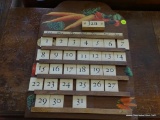 (LR) WOODEN KITCHEN MANUAL CALENDAR; WOODEN CALENDAR WITH CARROTS, PEPPERS, AND OTHER VEGETABLES