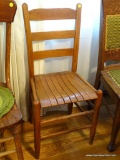 (DR) LADDERBACK CHAIR; WOODEN LADDER BACK CHAIR WITH 4 ROUND TAPERED POLE LEGS. MEASURES 13.5 IN X