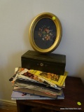 (OFC) LOT OF ASSORTED ITEMS; LOT INCLUDES AN OLIVE GREEN NEW BRITAIN METAL LOCK BOX, A NIGHT LIGHT,