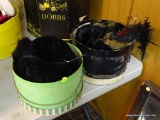 (DNRM) VINTAGE LADIES HATS; 1 VINTAGE LADIES HAT FROM THE 40'S OR 50'S, A BLACK FUR COLLAR, AND A
