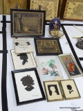 (DNRM) LOT OF ASSORTED ITEMS; LOT INCLUDES TWO FRAMED PRINTS; 4 FRAMED BLACK SILHOUETTE PRINTS WITH