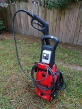 (SHED1) CLEAN FORCE POWER WASHER; RED AND BLACK ELECTRIC 1400 PSI POWER WASHER. MODEL NO. CF1400.