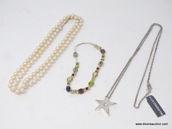 LOT OF ASSORTED NECKLACES AND BRACELETS; 3 PIECE LOT OF NECKLACES AND BRACELETS TO INCLUDE A PEARL