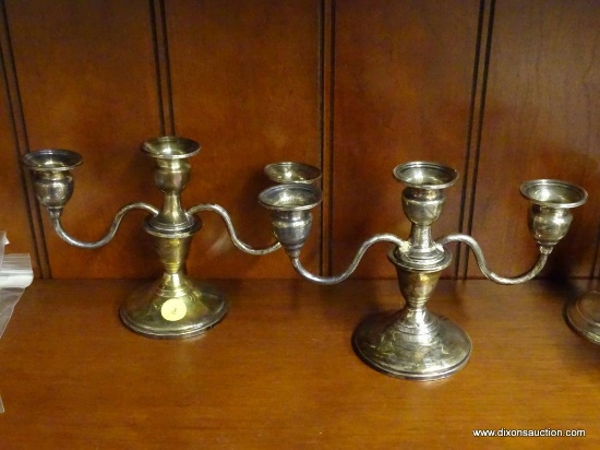 (SHOW2) STERLING SILVER CANDLESTICK HOLDERS; SET OF 2 STERLING WEIGHTED AND REINFORCED CANDELABRA