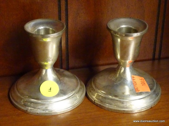 (SHOW2) PAIR OF STERLING SILVER CANDLESTICKS; PAIR OF TOWLE STERLING SILVER WEIGHTED REINFORCED