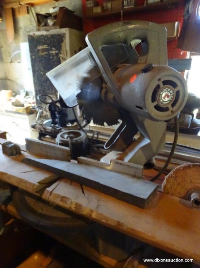 ROCKWELL MITER SAW; MOTORIZED MITER BOX SAW. BRING TOOLS FOR REMOVAL.