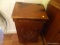 (KIT) WOODEN TRASH CAN HOLDER; RECTANGULAR BASE WITH CARVED WHEAT DETAILING AND REMOVABLE TOP WITH