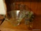 (KIT) LOT OF ASSORTED GLASSWARE; LOT INCLUDES A LARGE PUNCH BOWL, A VASE, A PITCHER, WINE GLASS, 2