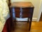 (UPMR) KLING FURNITURE END TABLE; ONE OF PAIR OF MAHOGANY 2 DRAWER SIDE TABLES WITH REEDED LEGS AND