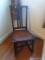 (UPSIT) DARK WOOD ROCKING CHAIR; SMALL DARK STAINED WOODEN ROCKING CHAIR WITH PRESSED BOARD,