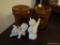 (UPSIT) ASSORTED DECOR ITEMS; 4 PIECE LOT TO INCLUDE: 2 WHITE CHERUB ANGEL FIGURINES, AND 2 SMALL