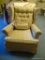 (UPBR2) VINTAGE FLORAL UPHOLSTERED WING CHAIR; BUTTON TUFTED BACK WITH SWIVEL/ROCKING BASE. INCLUDES