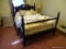(BR) FULL SIZE BED FRAME; WOODEN FULL BED FRAME WITH A BROKEN ARCH PEDIMENT HEADBOARD WITH SCROLL