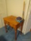 (UPBR2) SINGER SEWING MACHINE TABLE; WOODEN SEWING TABLE WITH FLIP TOP THE OPENS TO A SINGER TOUCH &