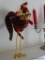 (FAM) HANDMADE ROOSTER; ROOSTER FIGURINE THAT WAS HAND MADE AND SEWN. STANDS ON 2 LONG SKINNY LEGS.
