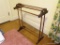 (BR) QUILT RACK; WOODEN QUILT RACK WITH BRACKET DETAILING AND 4 BALL FEET. MEASURES 2 FT .5 IN X
