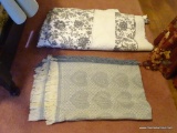 (BR) LOT OF COMFORTER AND BLANKET; 2 PIECE LOT TO INCLUDE A GRAY AND WHITE FLORAL PATTERN 100%